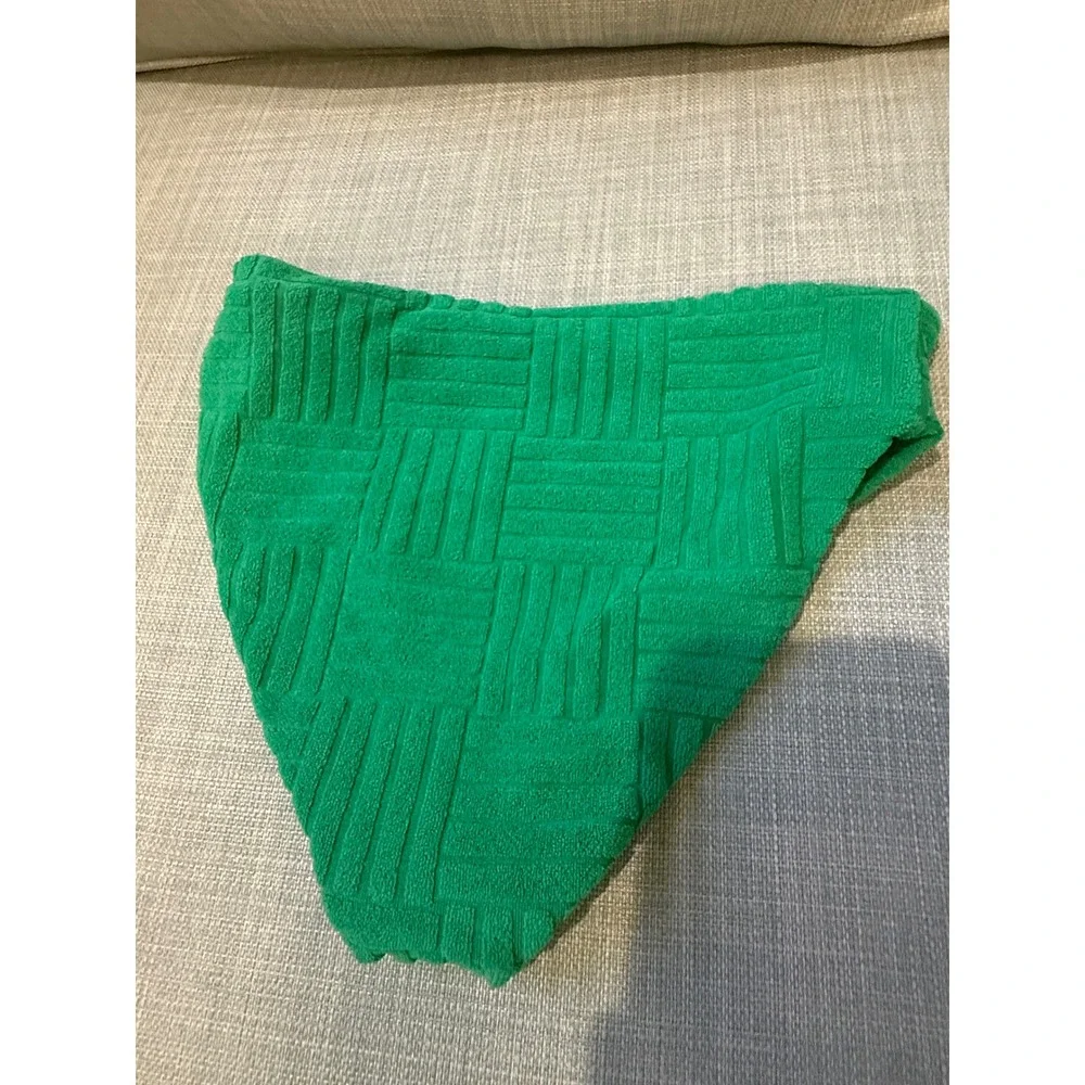 Beach Riot Kids Kelly Green Terry Cloth Basketweave Bikini Bottom Size 7/8